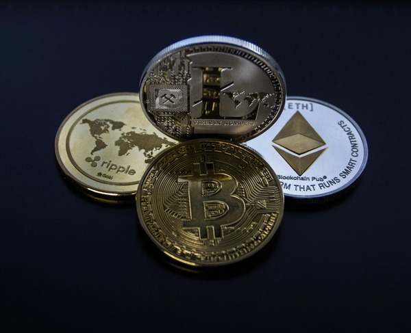 Ethereum and Dogecoin cryptocurrency exchange concept illustration
